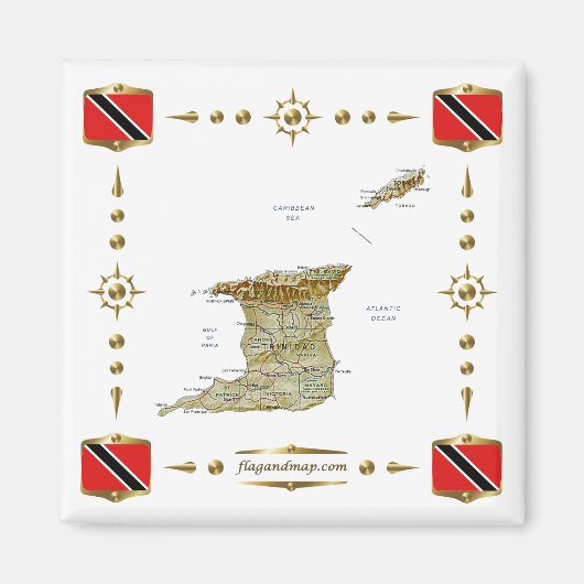 Trinidad en Tobago Map + Flags Magnet (Voorkant)