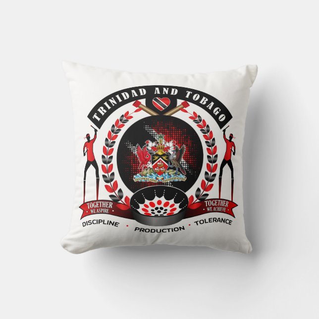 Trinidad en Tobago National Pride Emblem on White Kussen (Voorkant)
