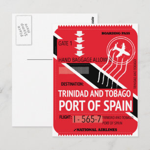 Trinidad en Tobago Port of Spain reis ticket Briefkaart