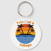 Trinidad en Tobago Retro Sunset Sleutelhanger (Voorkant)