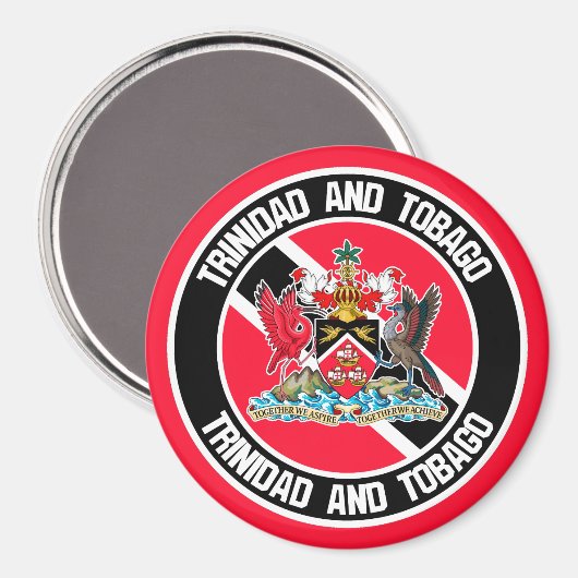 Trinidad en Tobago Round Emblem Magneet (Voorkant / Achterkant)