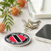 Trinidad en Tobago Round Emblem Sleutelhanger (Zijkant)