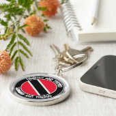 Trinidad en Tobago Round Emblem Sleutelhanger (Zijkant)