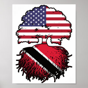 Trinidad en Tobago Trinidadian American USA Tree Poster