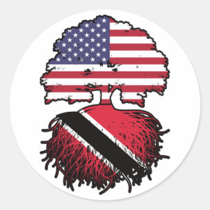 Trinidad en Tobago Trinidadian American USA Tree Ronde Sticker