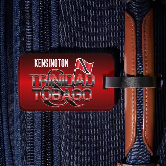 Trinidad en Tobago Vlag met Jouw naam Bagagelabel (Achterkant Insitu 2)