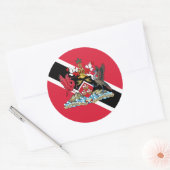 Trinidad en Tobago Vlag & Wapen Ronde Sticker (Envelop)