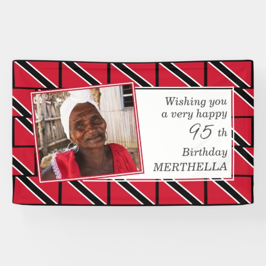 TRINIDAD FLAG 95th Birthday Any Age Photo Spandoek (Horizontaal)