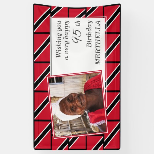 TRINIDAD FLAG 95th Birthday Any Age Photo Spandoek (Verticaal)