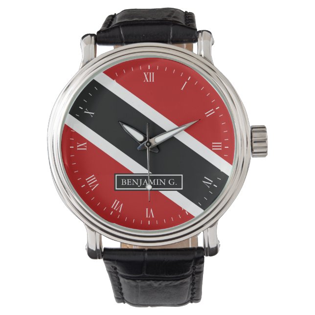 Trinidad Flag Aangepaste naam Horloge (Voorkant)