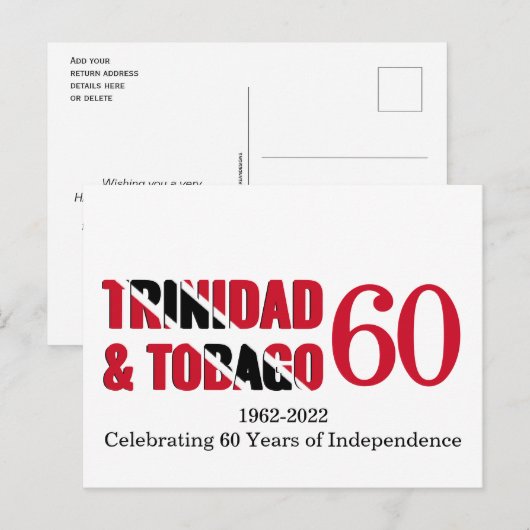 TRINIDAD TOBAGO 60th Jubileum Independence Briefkaart (Voorkant / Achterkant)