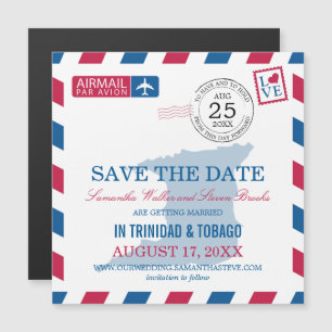 Trinidad Tobago Airmail Save the Date Magnetische Uitnodiging