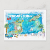 Trinidad & Tobago Antilles Illustrated Travel Map Feestdagenkaart (Voorkant)