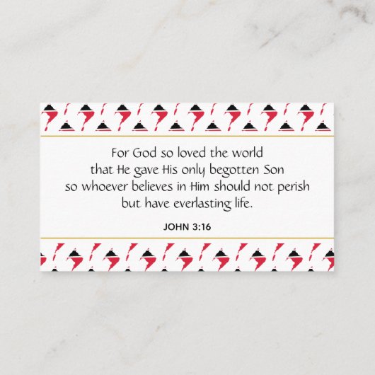 TRINIDAD TOBAGO Christelijke scripts John 3:16 Visitekaartje (Achterkant)