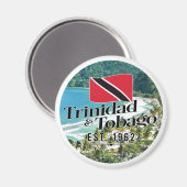 "Trinidad & Tobago Est. 1962" strand met vlag Magneet (Voorkant / Achterkant)