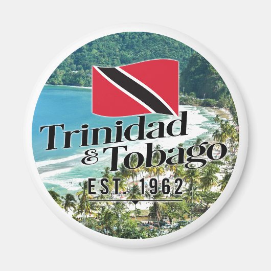 "Trinidad & Tobago Est. 1962" strand met vlag Magneet (Voorkant)