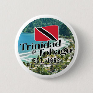 "Trinidad & Tobago Est. 1962" strand met vlag Ronde Button 5,7 Cm