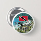 "Trinidad & Tobago Est. 1962" strand met vlag Ronde Button 5,7 Cm (Voorkant /achterkant)