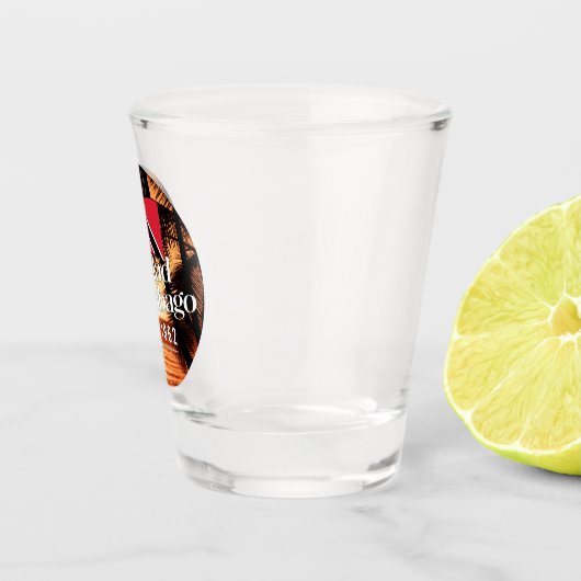 "Trinidad & Tobago Est. 1962"Zonsondergang met Vla Shot Glas (Rechts)