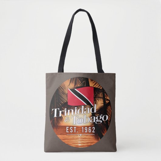 "Trinidad & Tobago Est. 1962"Zonsondergang met Vla Tote Bag (Voorkant)