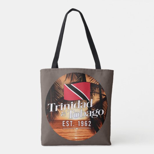 "Trinidad & Tobago Est. 1962"Zonsondergang met Vla Tote Bag (Achterkant)