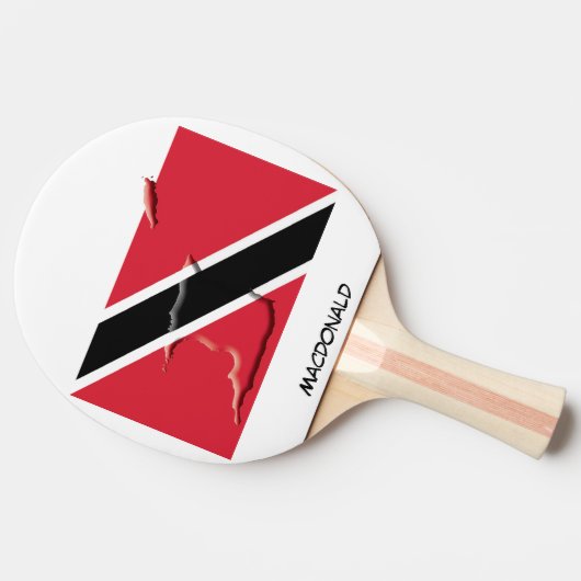 TRINIDAD TOBAGO FLAG & MAP Persoonlijk Tafeltennisbatje (Zijkant)