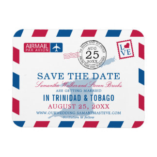 TRINIDAD TOBAGO Luchtpost Bruiloft Save the Date Magneet