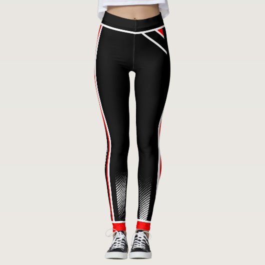 Trinidad & Tobago op (Rood Wit Zwart) Leggings (Voorkant)
