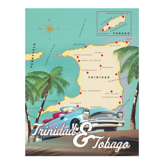 Trinidad & Tobago-reisposter Foto Afdruk (Voorkant)
