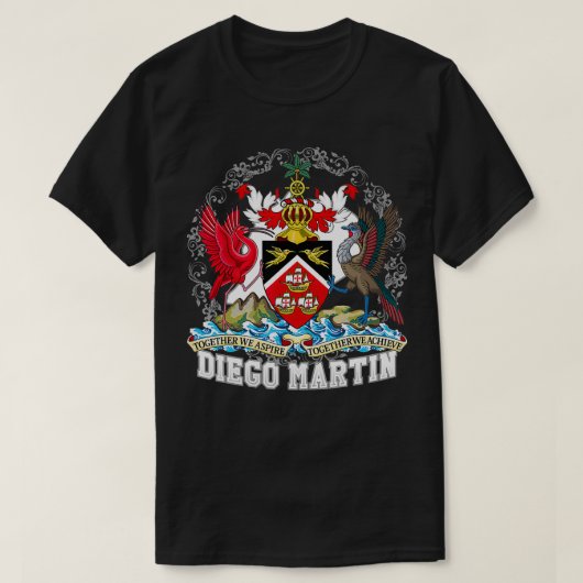 Trinidad Tobago Vlag Emblem Diego Martin Crest T-shirt (Design voorkant)