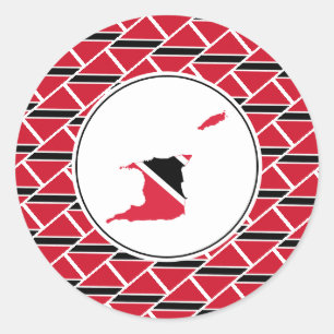 TRINIDAD TOBAGO VLAG Trini Kaart Stijlvol Patriott Ronde Sticker