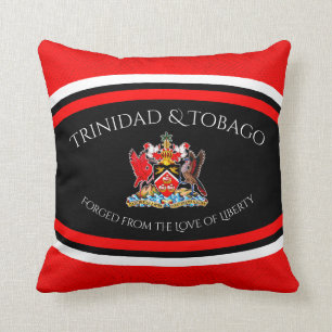Trinidad & Tobago Wapenschild Rood Stippenpatroon Kussen