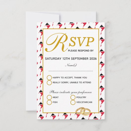 TRINIDAD TOBAGO Wedding RSVP-reactiekaart RSVP Kaartje (Voorkant)