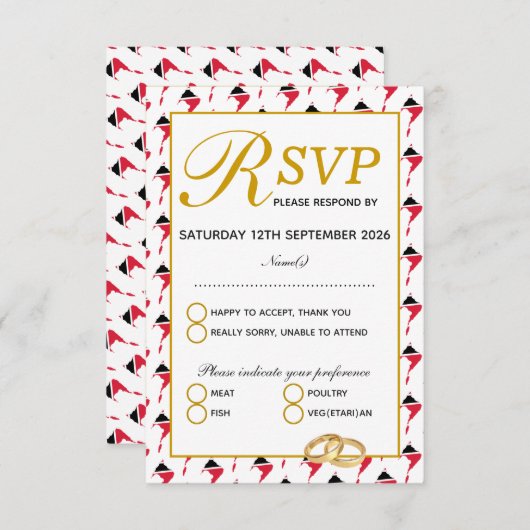 TRINIDAD TOBAGO Wedding RSVP-reactiekaart RSVP Kaartje (Voorkant / Achterkant)