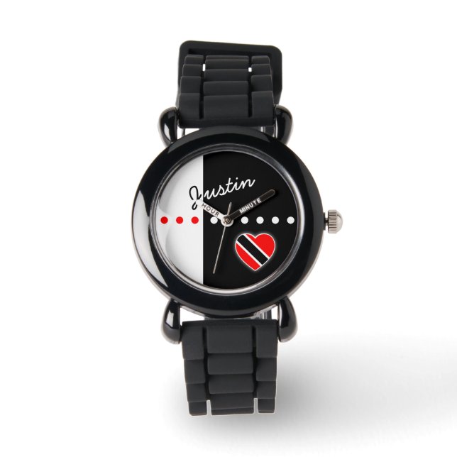 Trinidadian Heart Flag Horloge (Voorkant)