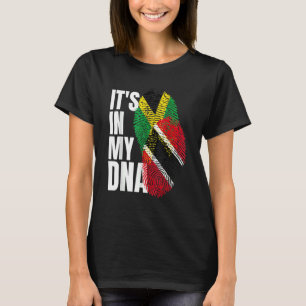 Trinidadian Plus Jamaican Mix DNA Flag Heritage T-shirt
