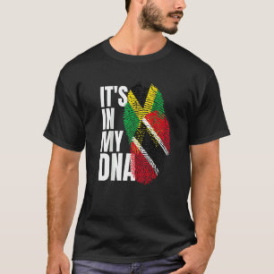 Trinidadian Plus Jamaican Mix DNA Flag Heritage T-shirt