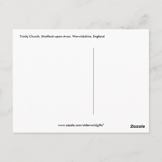 Trinity Church I, Stratford-upon-Avon, Engeland Briefkaart (Achterkant)
