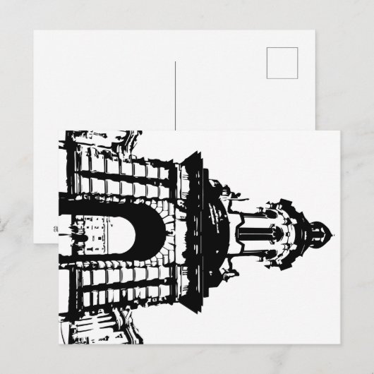 Trinity College Dublin Campanile, Zwart-wit Briefkaart (Voorkant / Achterkant)