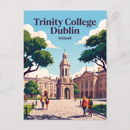 Trinity College Dublin Ierland Briefkaart (Voorkant)