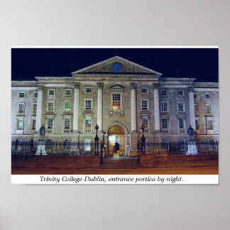 Trinity College porticio at night, Dublin Ierland Poster