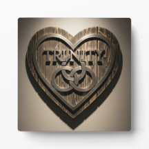 TRINITY Hart — Rustieke Houten Symbool Plaquette