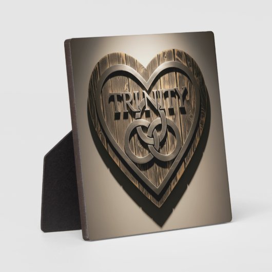 TRINITY Heart — Rustic Wooden Symbol Plaque Fotoplaat (Voorkant)