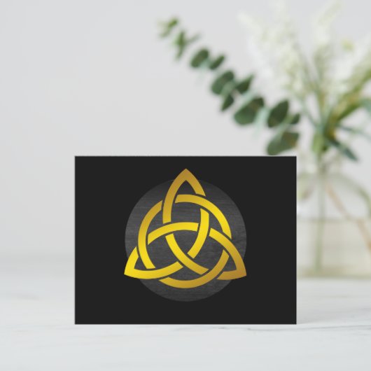 Trinity Knot Celtic Black Gold Briefkaart (Staand voorkant)