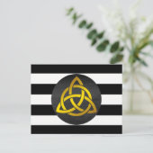 Trinity Knot Celtic Black Gold Striped Briefkaart (Staand voorkant)