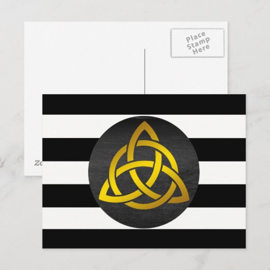 Trinity Knot Celtic Black Gold Striped Briefkaart (Voorkant / Achterkant)