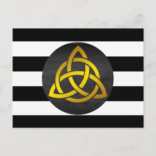 Trinity Knot Celtic Black Gold Striped Briefkaart (Voorkant)