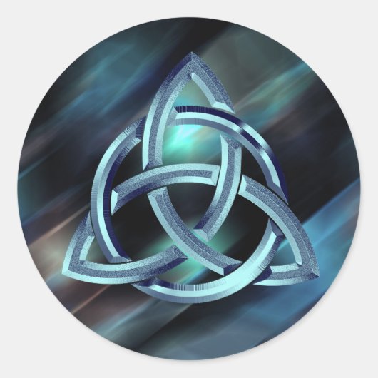Trinity Knot Celtic Blue Metal Glitter Ronde Sticker (Voorkant)