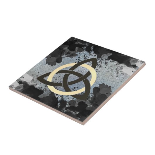 Trinity Knot Celtic Dark Clouds Sky Tegeltje (Zijkant)