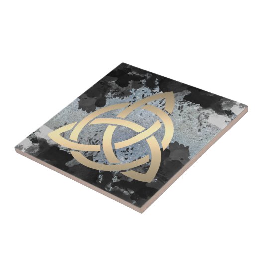 Trinity Knot Celtic Dark Clouds Sky Tegeltje (Zijkant)